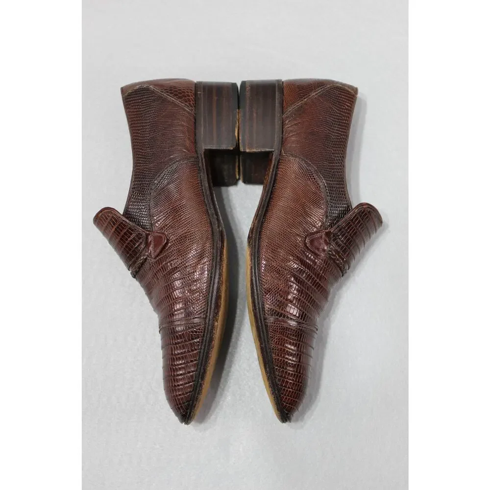 Vintage Traversi by Fratelli Exotic Lizard Leather Loafers Men's 7.5 Dress Shoes